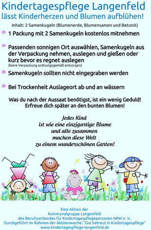 Aktionswoche „Gut betreut in Kindertagespflege“, Samenkugelaktion